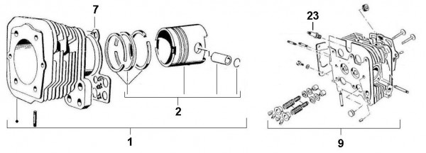 Motor Zylinder - Ape 190ccm 2T AC 1969-1978 MPR1T