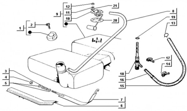 Fahrgestell Benzintank - Ape TM 703 mit Lenkrad 220ccm 2T AC 2000-2007 ATM3T