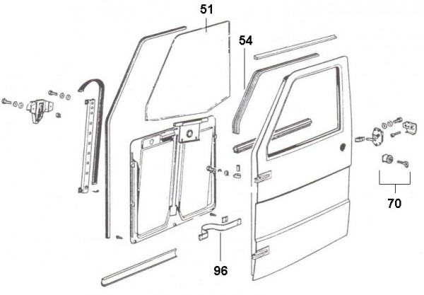Fahrgestell Türfenster - Ape TM 220ccm 2T AC 1982-1983 ATM1T