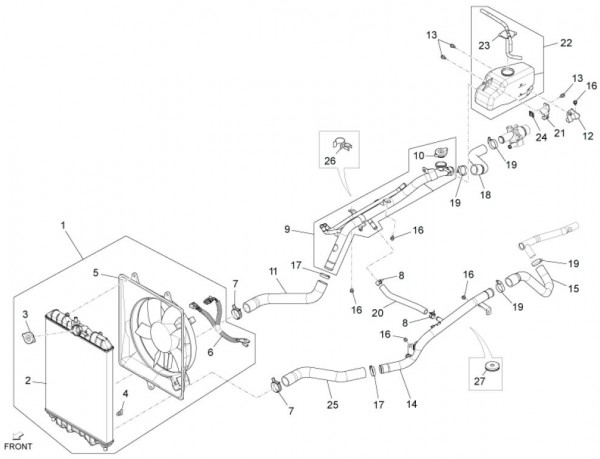 Fahrgestell Kühlanlage - Porter Maxxi Multitech 1300ccm 4T LC 2014- ZAPS90AJ
