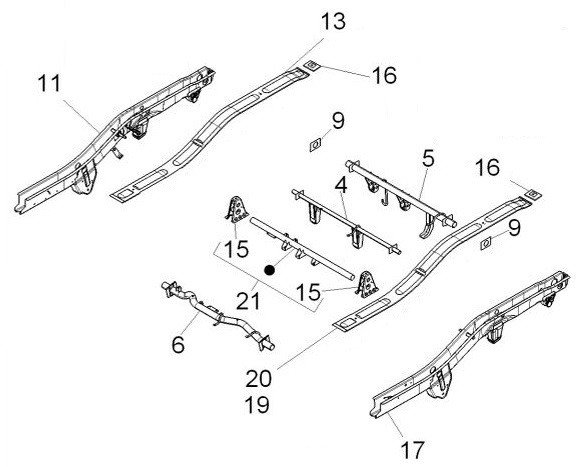 Fahrgestell Rahmen hinten - Porter D120 Diesel 1300ccm 4T LC 2013- ZAPS90PK