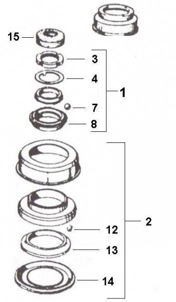 Radaufhängung Steuerlagersatz - Ape Car 220ccm 2T AC 1985- AF4T