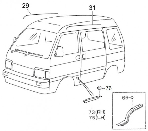Fahrgestell Zierleisten - Porter Porter 1000ccm 4T LC 1992-1998 ZAPS85