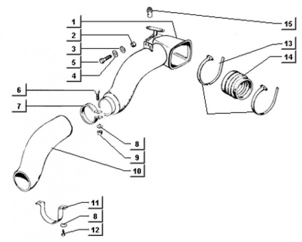 Motor Warmluftzuleitung - Ape TM 703 Diesel mit Lenker 422ccm 4T AC 1997-2004 ZAPT10000