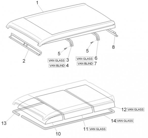 Fahrgestell Dachpaneel - Porter Multitech 1300ccm 4T LC 2015-