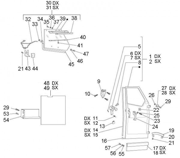 Fahrgestell Türen vorn - Ape Mix 50ccm 2T AC 2013- ZAPC80000