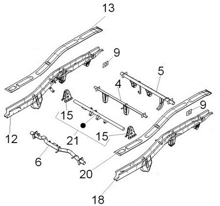 Fahrgestell Rahmen hinten - Porter D120 Diesel 1300ccm 4T LC 2014- ZAPS90TK