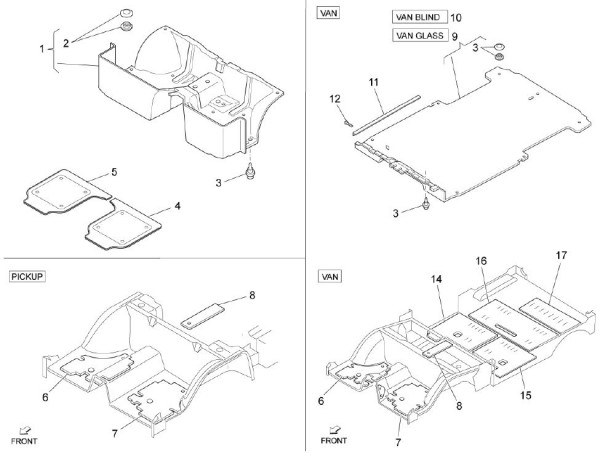 Fahrgestell Innenverkleidungen - Porter Multitech 1300ccm 4T LC 2010- ZAPS90PJ