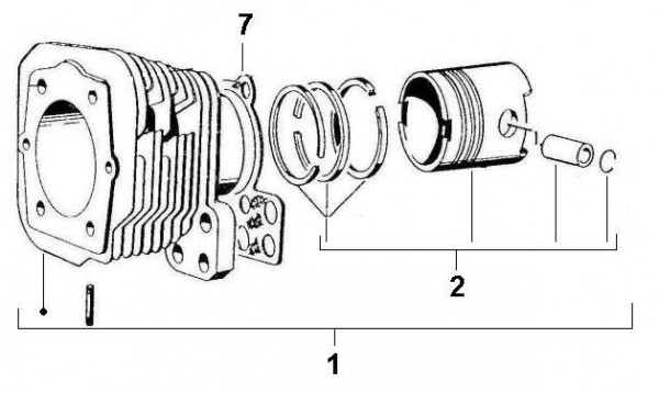 Motor Zylinder - Vespa Commercial 175ccm 2T AC 1967-1974 AD2T