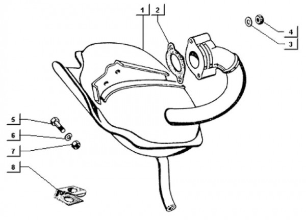 Motor Auspuff - Ape TM 703 mit Lenker 220ccm 2T AC 1997-1999 ZAPT10000