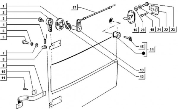 Fahrgestell Türschloss - Ape TM 703 Diesel mit Lenkrad 422ccm 4T AC 1997-2004 ZAPT10000