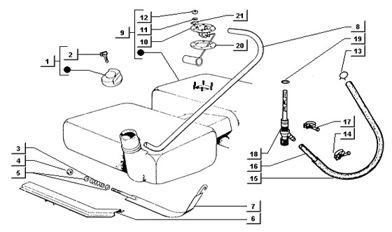 Fahrgestell Benzintank - Ape TM 218ccm 2T AC 1984- ATM2 00001001