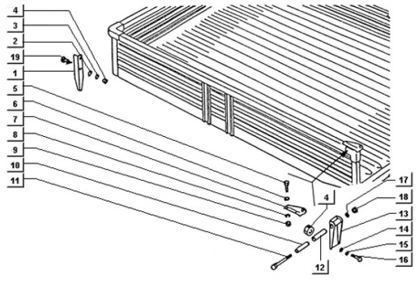 Fahrgestell Anbauteile klappbare Ladefläche - Ape TM 703 Diesel mit Lenkrad 422ccm 4T AC 1997-2004 Z