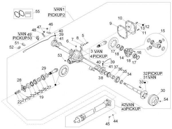 Motor Hinterachsantrieb - Porter Multitech 1300ccm 4T LC 2010- ZAPS90TJ