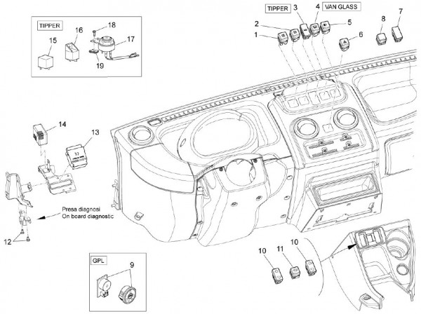 Elektrische Anlage Schalter - Porter Multitech 1300ccm 4T LC 2011- ZAPS90CJ