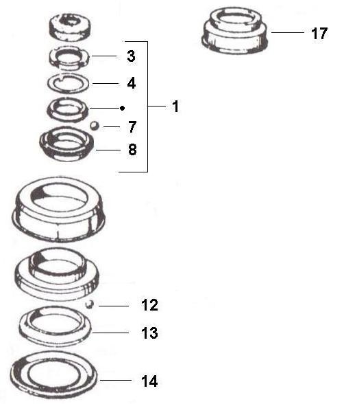 Radaufhängung Steuerlagersatz - Ape Car 422ccm 4T AC 1988- AFD3T