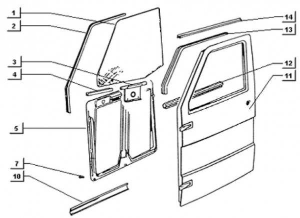 Fahrgestell Türbauteile vorn - Ape TM 703 mit Lenkrad 220ccm 2T AC 1997-1999 ZAPT10000