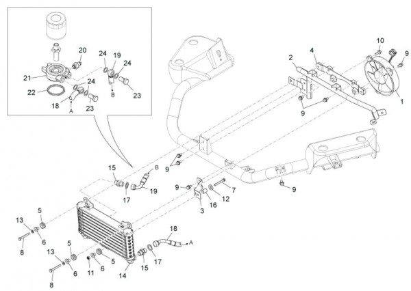 Fahrgestell Ölkühler - Porter Maxxi Multitech 1300ccm 4T LC 2010- ZAPS90AJ