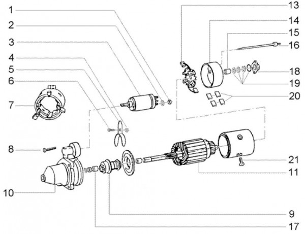 Motor Anlasser - Ape TM 703 Diesel mit Lenkrad 422ccm 4T AC 2005-2010 ZAPT10000