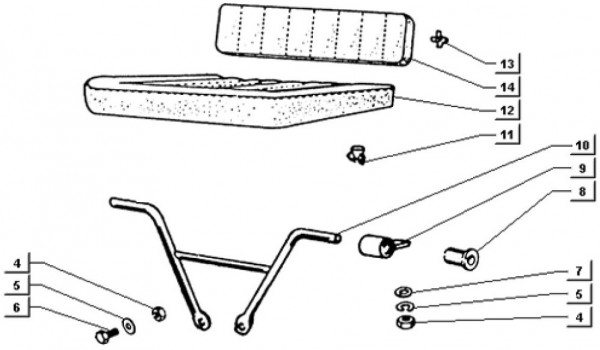 Fahrgestell Sitz - Ape TM 703 Diesel mit Lenkrad 422ccm 4T AC 1997-2004 ZAPT10000