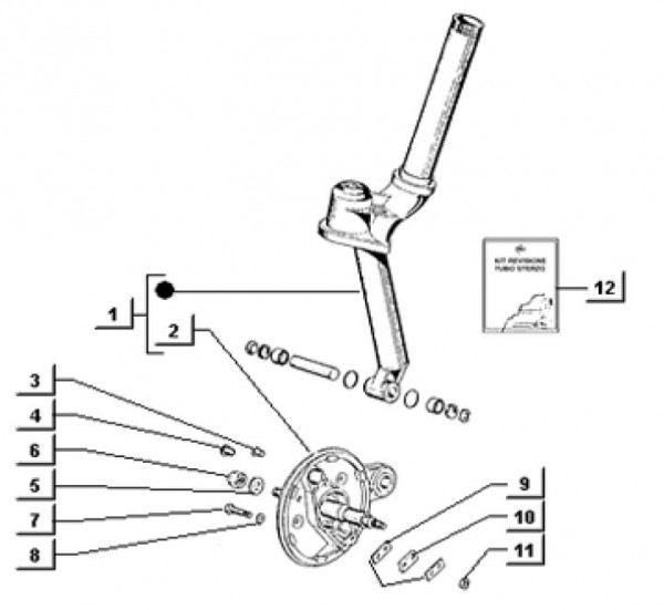 Radaufhängung Vorderradgabel - Ape TM 703 Diesel mit Lenker 422ccm 4T AC 1997-2004 ATD1T