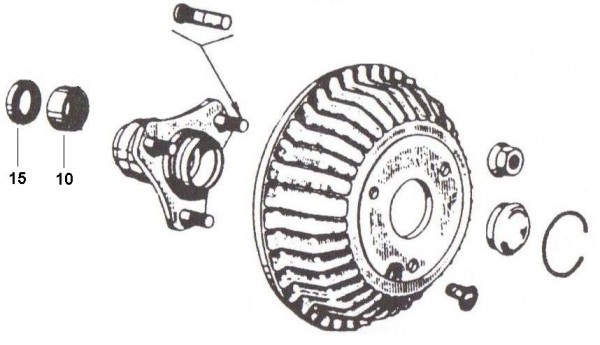 Radaufhängung Bremstrommel vorn - Ape Car 220ccm 2T AC 1985- AF4T