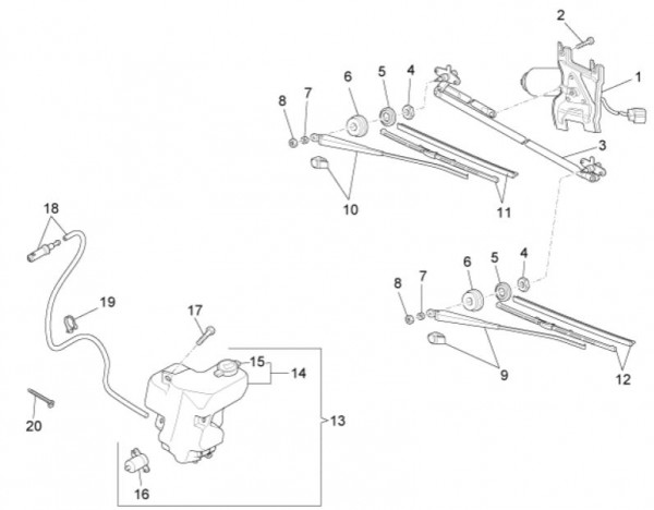 Elektrische Anlage Scheibenwischer - Porter Maxxi Multitech 1300ccm 4T LC 2013- ZAPS90RJ