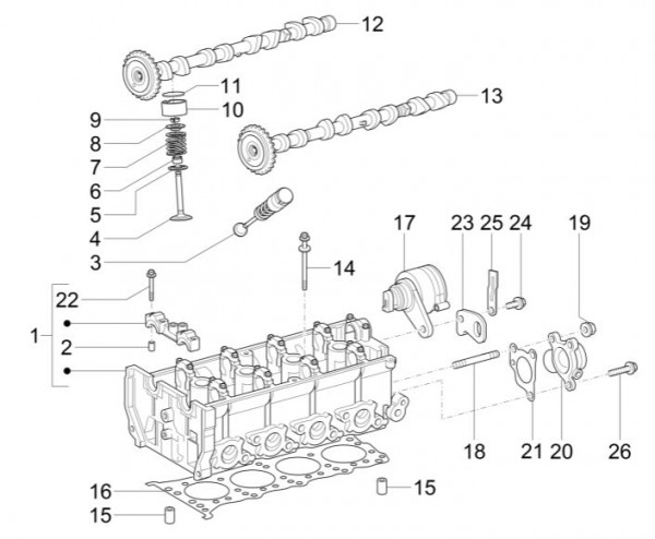 Motor Zylinderkopf - Porter Maxxi Multitech 1300ccm 4T LC 2014- ZAPS90RJ