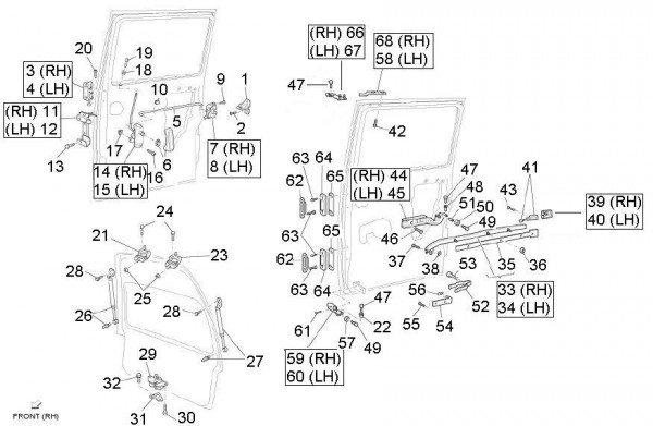 Fahrgestell Türbauteile hinten - Porter D120 Diesel 1300ccm 4T LC 2011- ZAPS90CK