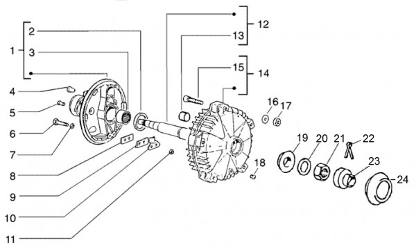Radaufhängung Bremstrommel hinten - Ape TM 703 Diesel mit Lenker 422ccm 4T AC 2005-2010 ZAPT10000