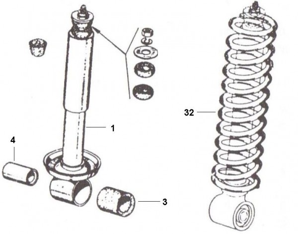 Radaufhängung Stoßdämpfer vorn - Ape Car 220ccm 2T AC 1985- AF4T