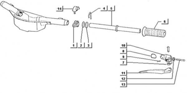 Lenker Lenker links - Ape TM 703 mit Lenker 220ccm 2T AC 2000-2007 ATM2T
