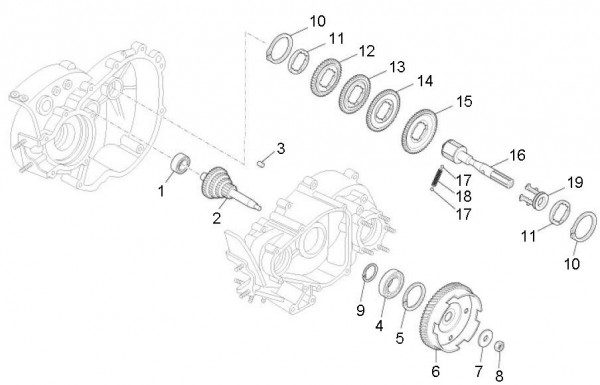 Motor Schaltgetriebe - Ape Mix 50ccm 2T AC 2013- ZAPC80000