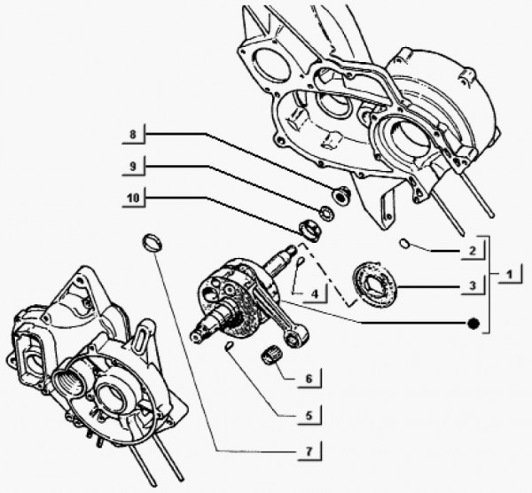 Motor Kurbelwelle - Ape TM 703 mit Lenker 220ccm 2T AC 2000-2007 ATM3T