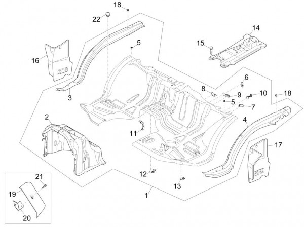 Fahrgestell Bodenpaneel vorn - Porter Maxxi Multitech 1300ccm 4T LC 2016-