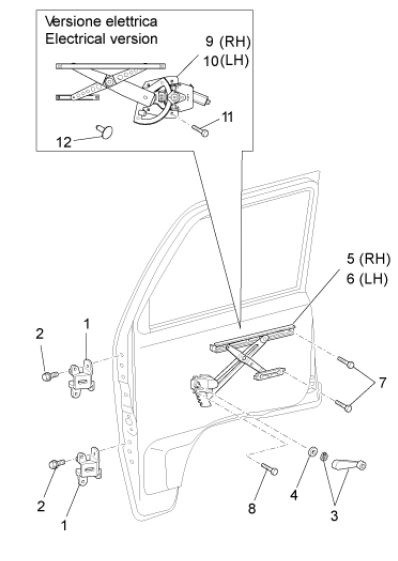 Fahrgestell Fensterheber - Porter D120 Diesel 1300ccm 4T LC 2013- ZAPS90CK