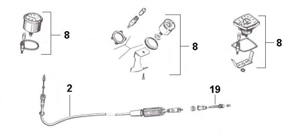 Lenker Tachometer - Ape 190ccm 2T AC 1970- MPV1T