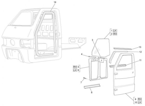 Fahrgestell Türen - Ape TM 703 mit Lenker 220ccm 2T AC 2008-2016 ZAPT10000