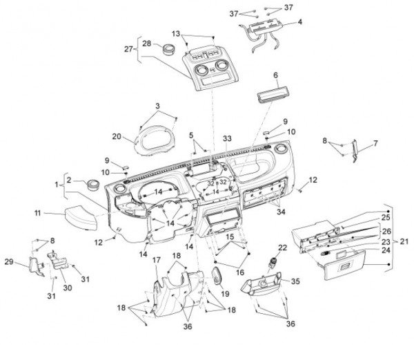 Lenker Cockpitinstrumente - Porter Maxxi D120 Diesel 1200ccm 4T LC 2011- ZAPS90DK