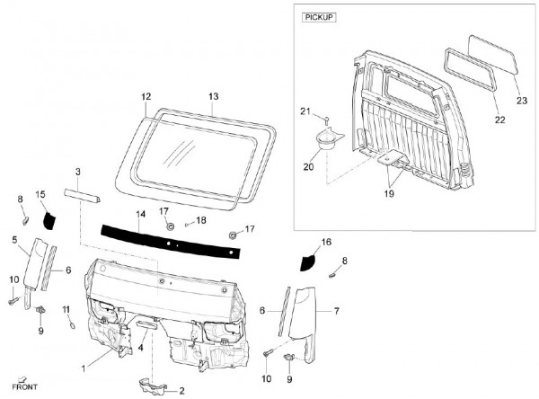 Fahrgestell Windschutzscheibe - Porter Multitech 1300ccm 4T LC 2010- ZAPS90PJ