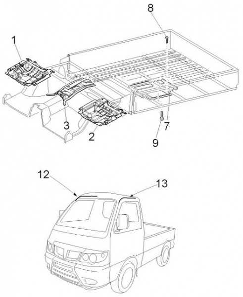 Fahrgestell Zierleisten - Porter D120 Diesel 1300ccm 4T LC 2013- ZAPS90TK