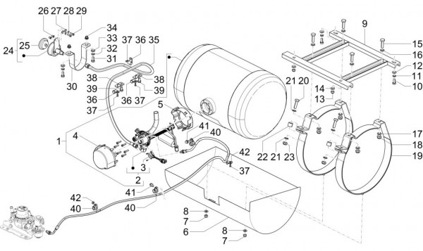 Fahrgestell Benzintank GPL - Porter Multitech 1300ccm 4T LC 2017-