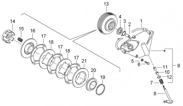 Motor Kupplung - Ape Mix 50ccm 2T AC 2009- ZAPC80000