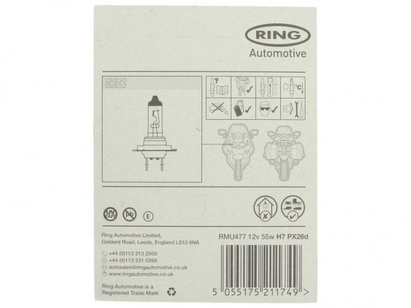 Ring Leuchtmittel, Glühlampe, H7, Blisterverpackung 1 Stück, 12 V, 55 W, PX26d