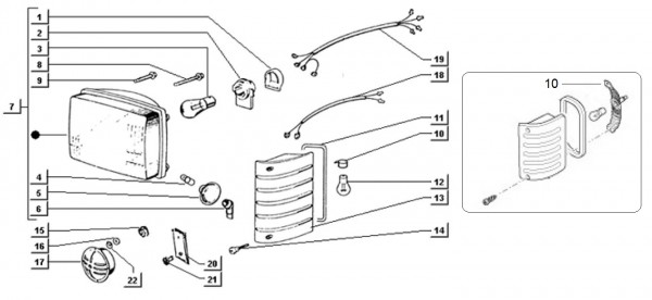 Elektrische Anlage Scheinwerfer - Ape TM 703 Diesel mit Lenker 422ccm 4T AC 1997-2004 ATD1T