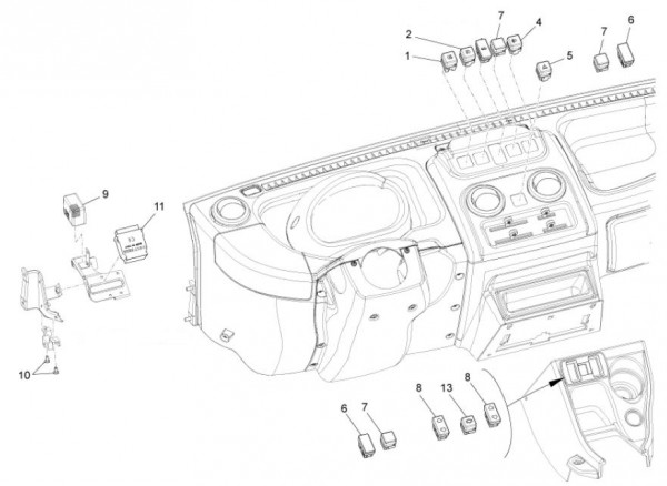 Elektrische Anlage Schalter - Porter Maxxi D120 Diesel 1200ccm 4T LC 2013- ZAPS90DK