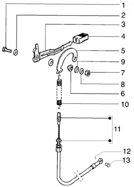 Bowdenzüge Rückwärtsgangzug - Ape TM 703 Diesel mit Lenker 422ccm 4T AC 2005-2010 ZAPT10000