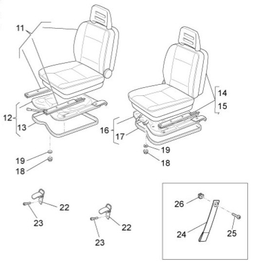 Fahrgestell Sitz vorn - Porter Multitech 1300ccm 4T LC 2014- ZAPS90VJ