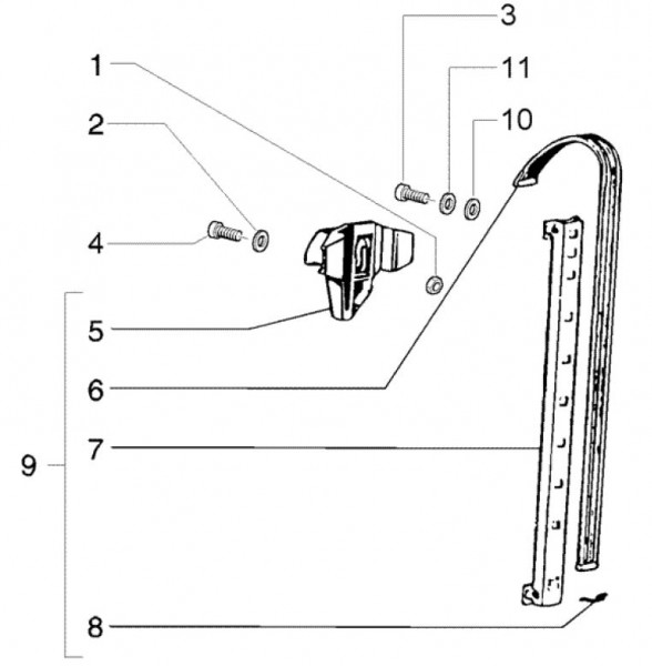 Fahrgestell Fensterheber - Ape TM 703 Diesel mit Lenker 422ccm 4T AC 2005-2010 ZAPT10000
