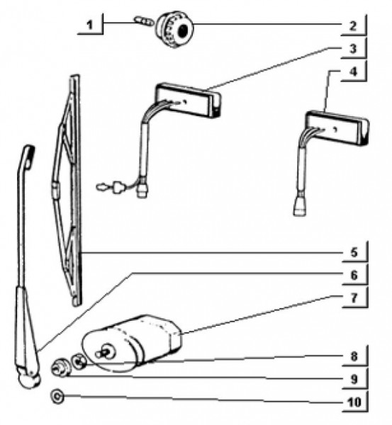 Elektrische Anlage Scheibenwischer II - Ape TM 703 mit Lenkrad 220ccm 2T AC 2000-2007 ZAPT10000